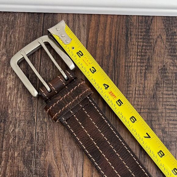 VTG Y2K Aeropostale Leather Belt Double Prong Distressed Rugged Size Large Brown - Picture 12 of 16